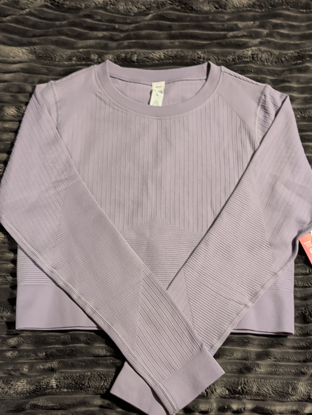 DSG Smoky Lavender Ribbed Cropped Long-Sleeve Top
